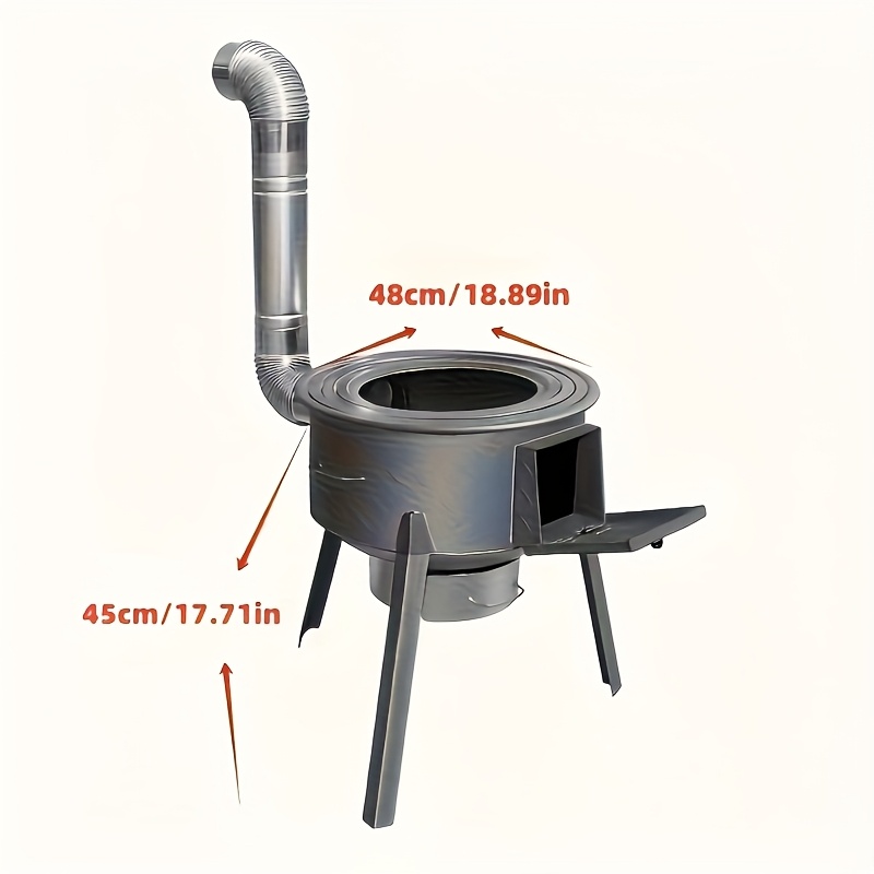 E-shop Neuer einfacher Brennholzofen mit verdickter gemusterter Metallplatte, extra dicke hitzebeständige Brennholzofen, Outdoor-Campingkocher,