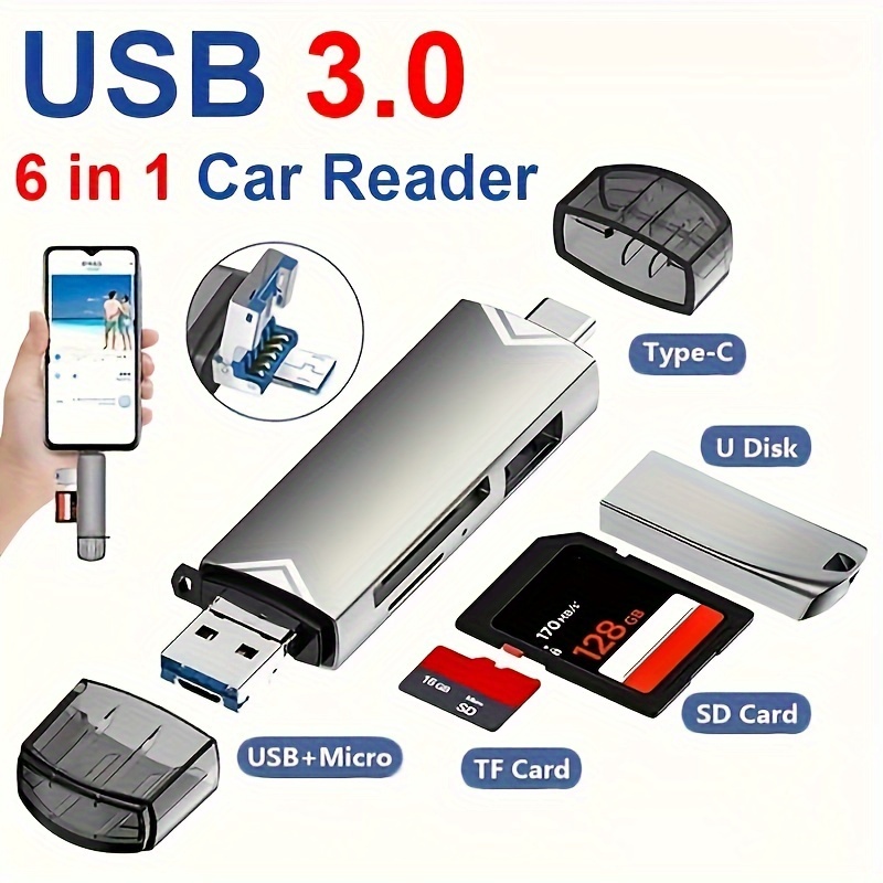 

Vvia 6-in-1 Usb 3.0 Multi-function Media Reader With Type-c & Micro Usb Connectors, High-speed 5gbps Data Transfer - Supports Sd, Tf, , U Disk - No Battery Needed