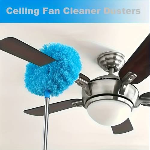 ceiling fan dust collector with extendable rod and lock on detachable brush head duster attachment machine washable for rvs home ceiling and glass cleaning ideal for bedroom bathroom kitchen no installation easy setup