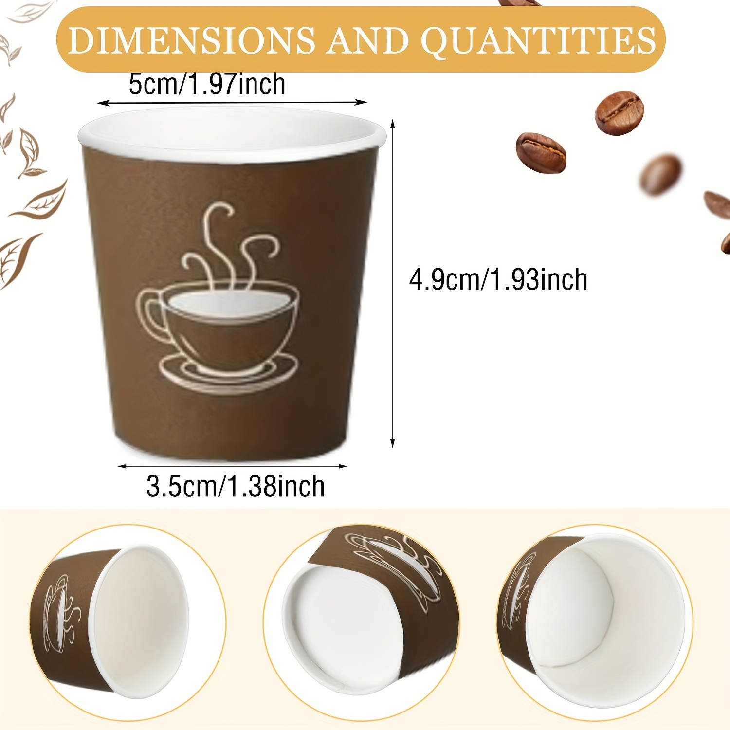 60 20pcs 2oz mini coffee cups disposable espresso paper cups - Temu