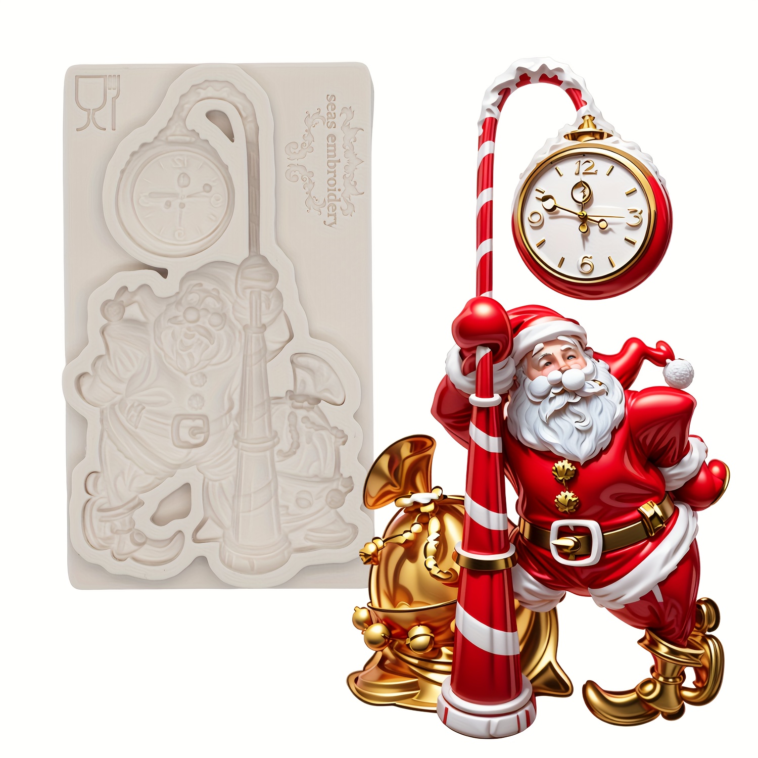 Santa Claus Silicone Mold For Christmas - Versatile Baking & Crafting Tool For Cake Decorating, Resin, And Clay Projects By Embroidery
