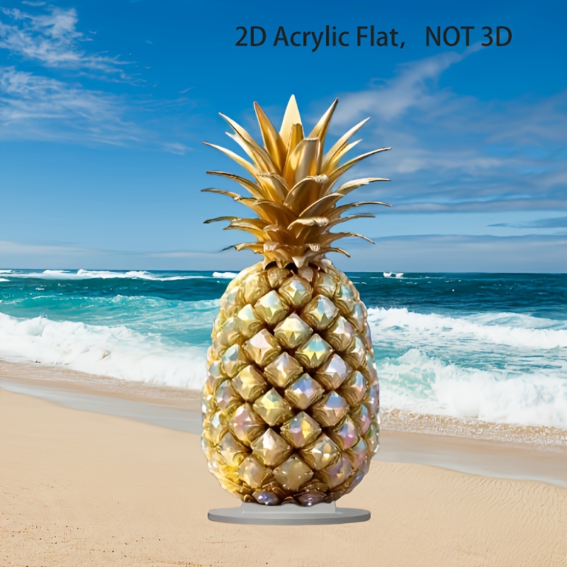 

1pièce Décoration ananas en acrylique de style bohème, design plat moderne 2D, pas besoin d'électricité, plumes, idéal pour les fiançailles, quotidienne, les fêtes, les célébrations d'anniversaire.