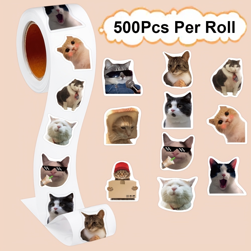 Image of 500pcs Stickers Roll - 2.5cm Unique Shapes, Self-adhesive Paper Stickers For Crafts, Scrapbooking & Decoration, Featuring Fashion Glasses, Hats & Poses, Funny Stickers