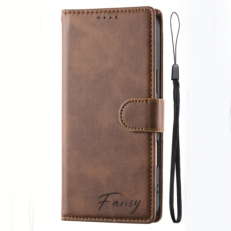 TEMU Phone Case - Personalized Customized Letters Engraved Business Faux Leather Wallet Flip Phone Cases For Iphone 17 Pro Max 17 Pro 17 16 15 14 13