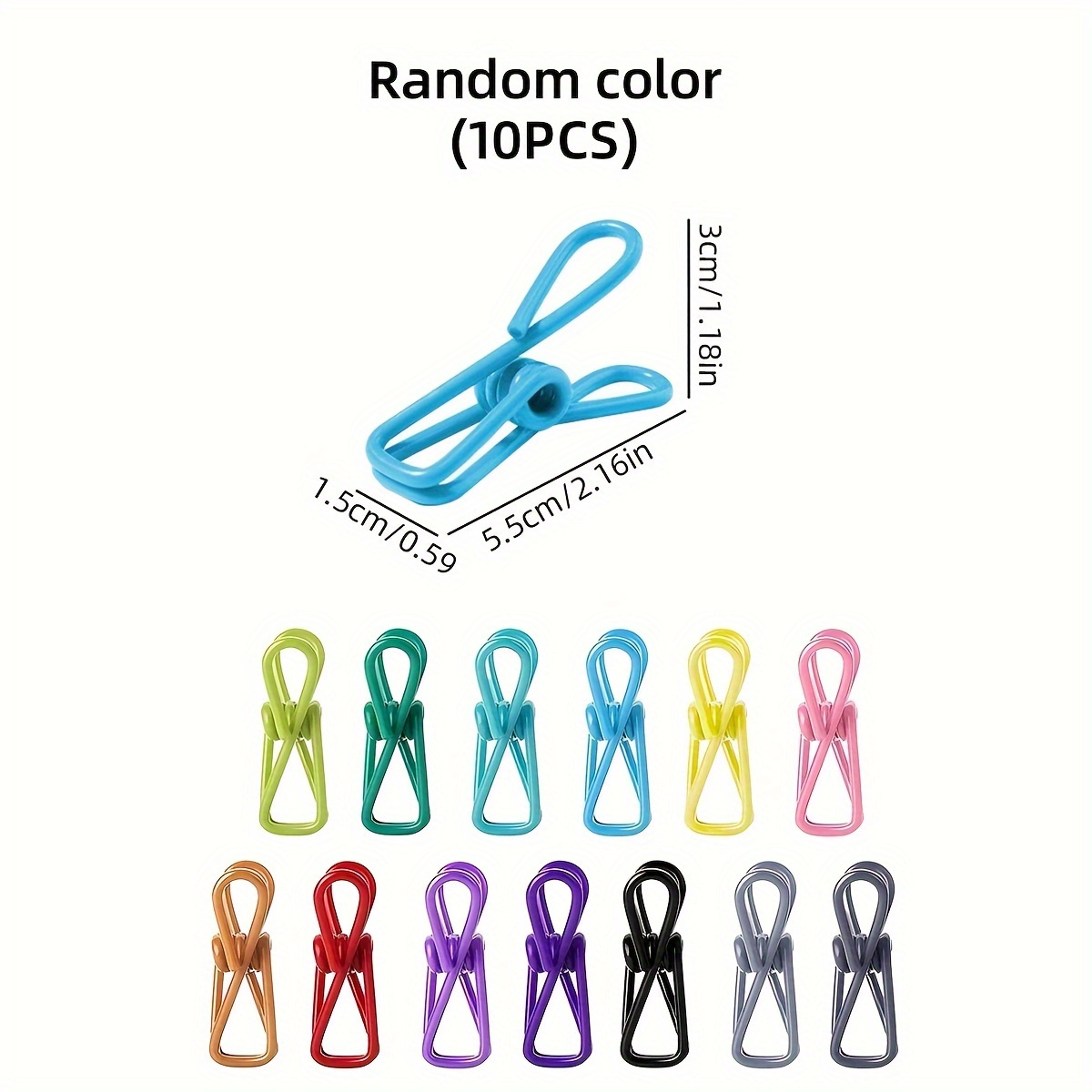 TEMU Stainless Steel Portable 10pcs Sealing Clip - And Fresh Food Clip For Organizing And Storage - Random Color Delivery, Clothes Pins
