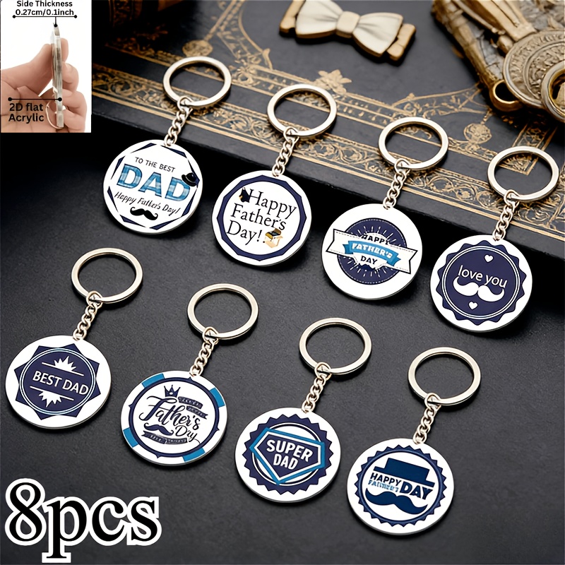 TEMU 2d Flat 8pcs Father's Day Keychain Set, Father's Day Gift, Small Car , Father's Day, Unique Father's Day Present, "happy Father's Day", " Dad",