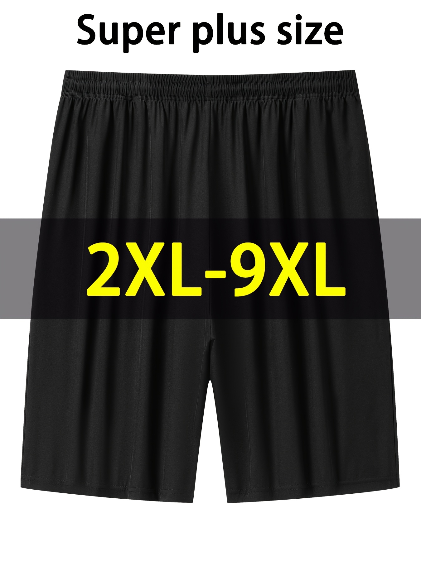 Men'S Plus Size Lightweight Summer Shorts - Stretchy, Breathable Fabric with Zipper Pockets, Casual Style, Solid Color, Sizes 2XL-9XL, PLUS SIZ