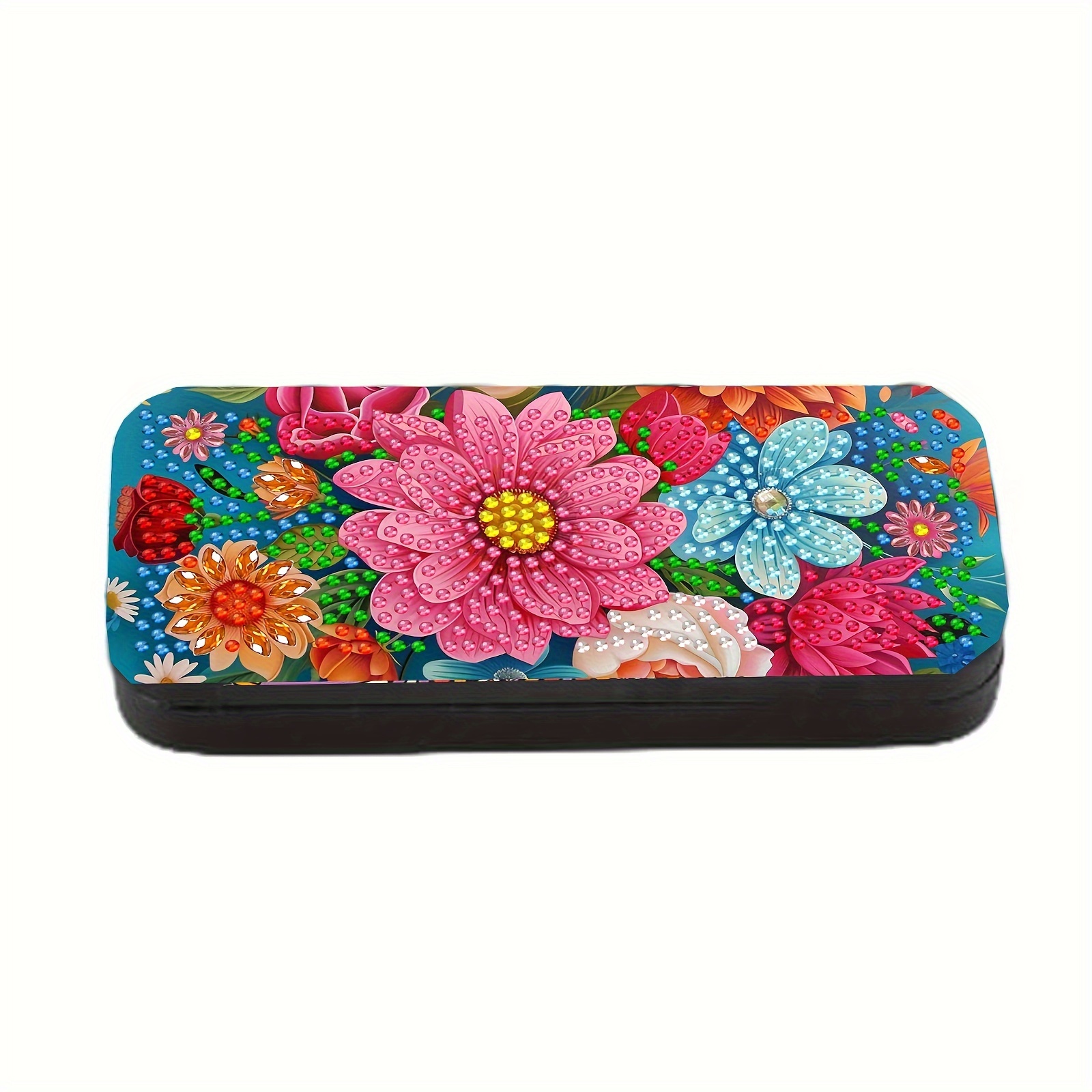 

Floral Diamond Painting Glasses Case Kit, Pu Leather Glasses Holder With Magnet Closure And Velvet Lining, Handcrafted Irregular Shaped Diamond Art Accessory - Flower Theme