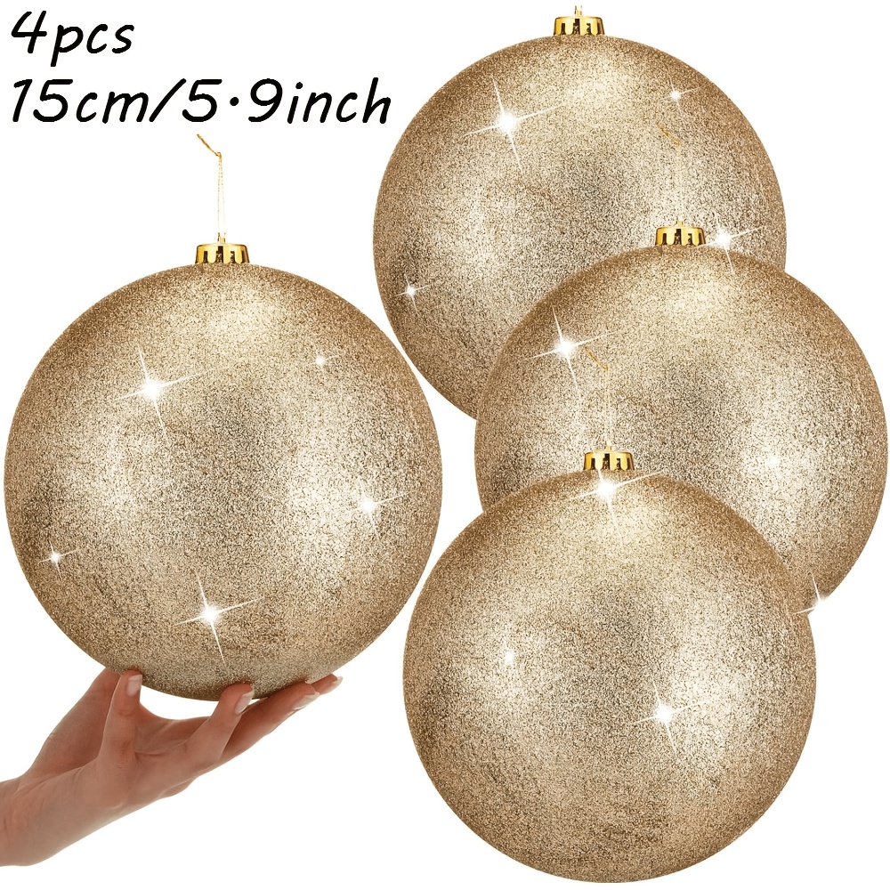 TEMU Set da 4 palline di Natale giganti e sovradimensionate - Sfumatura oro , adatte per esterni/albero, grandi ornamenti da appendere con di