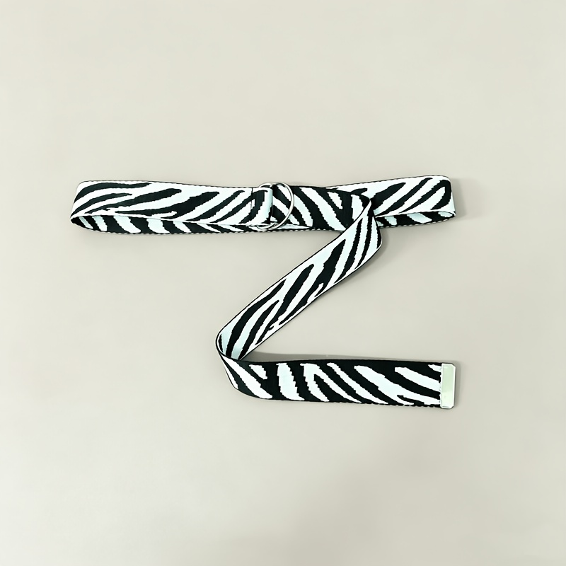TEMU 1pc Zebra Print Double Ring Belt For Men's Work Pants, Jeans, Student Belt For Women To Wear With Jeans
