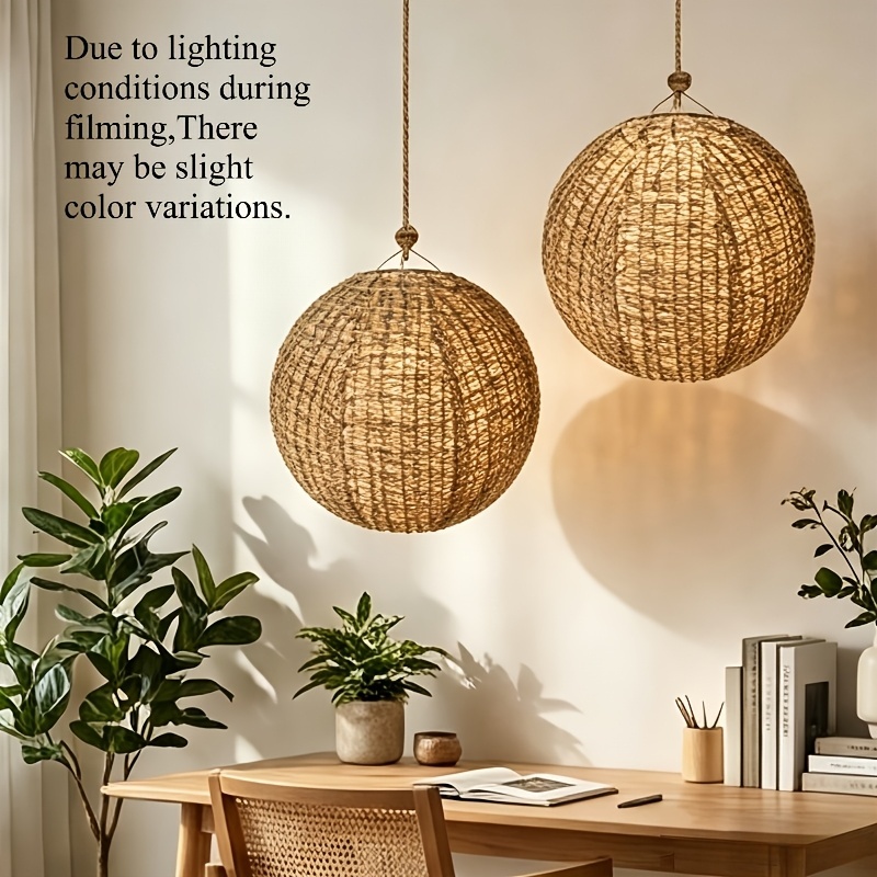 TEMU 2pcs Set Round Fabric Paper Lantern Lampshades, Chinese-style Folding Pendant Light Shades, Suitable For Ceiling, Living Room, Bedroom, Dining