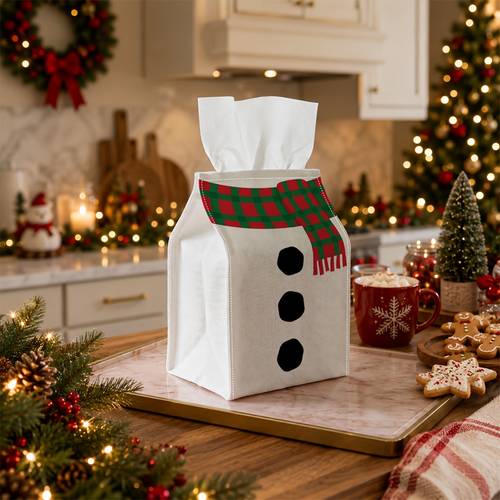 1pc minimalist snowman christmas vertical version tissue box scarf buttons snowflakes winter hat door for home party kitchen dining table for home decor stylish for home accessory multipurpose container
