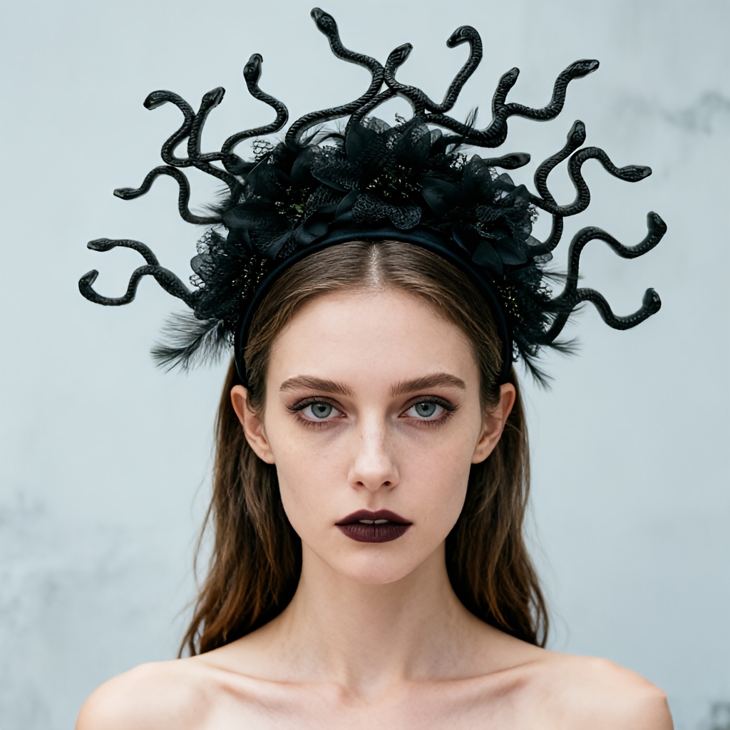 TEMU 1pc Halloween Snake Flower Headband, Queen & King Costume Headband, Holiday Party/electronic Music Festival/halloween/carnival Costume Prop,