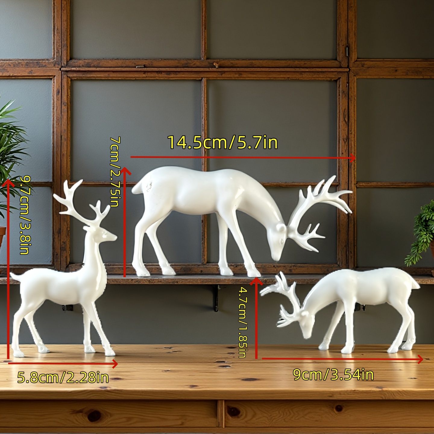 TEMU 3 Elegant Reindeer Sculptures With Intricate Corner Design - Perfect For Room Decor, Wine Cabinet, Window Display, Desktop Decoration, Decor In