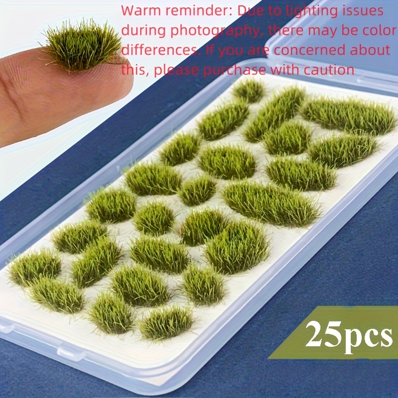 25pcs Miniature Artificial Grass Clusters - Realistic Tiny With Variability Suitable For Dollhouse , Model Train Layouts, Military Sandbox - Low-maintenance Landscape Decor (no Required)