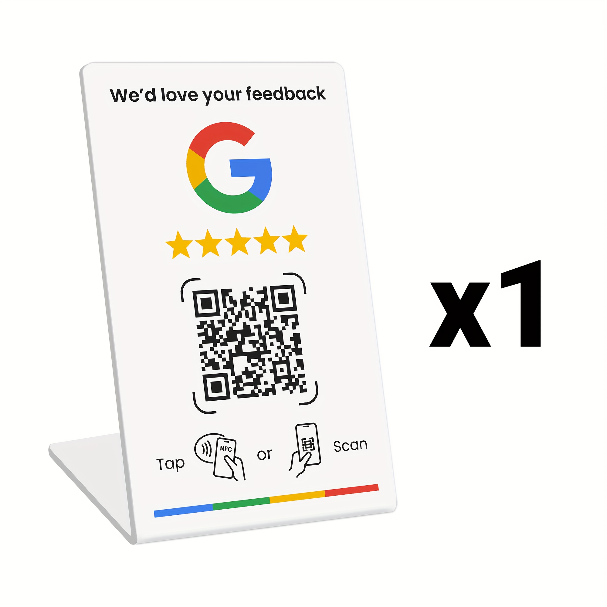 TEMU Tocco NFC e codice QR, configurazione con gestione link recensioni, PVC durevole, per recensioni Google e social, supporto per social media
