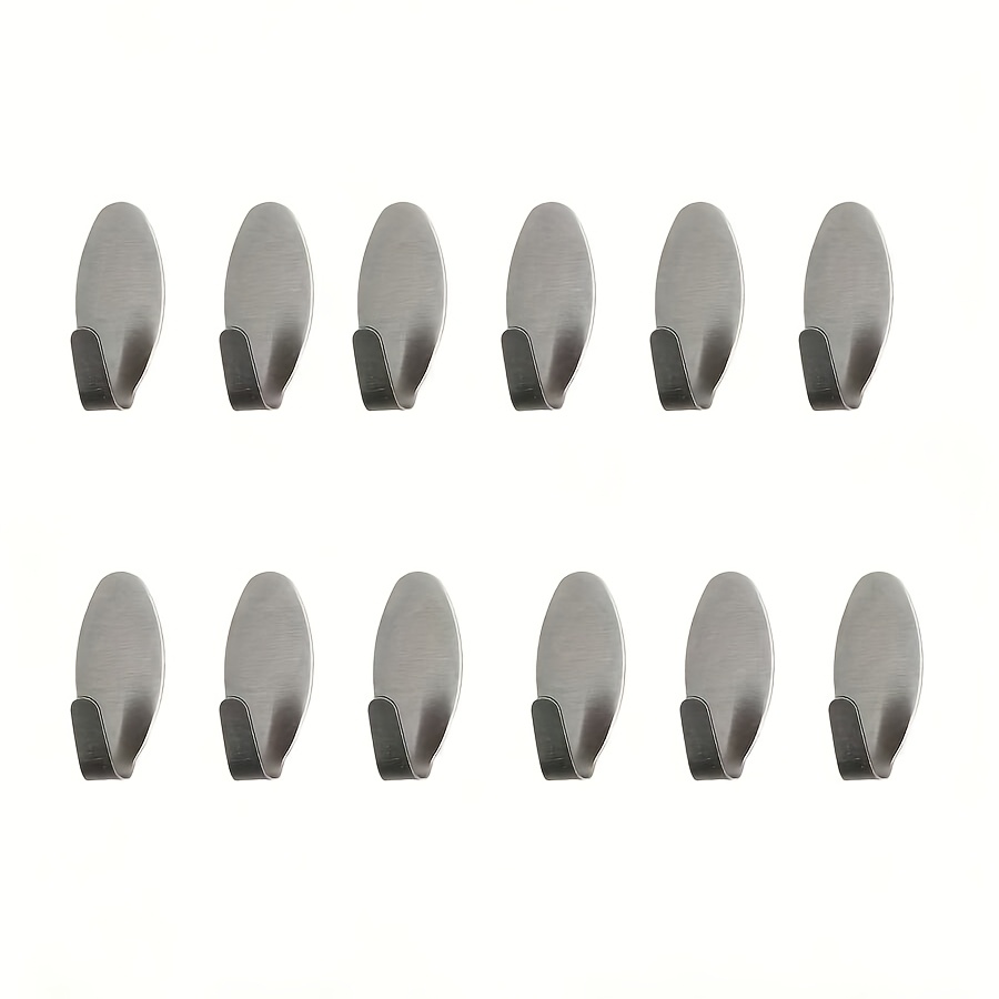 12pcs/6pcs/3pcs Square Oval Stainless Steel Built-in Glue Home Kitchen Towel Hook Towel Rack Wall Hook Self-adhesive Hotel Hook