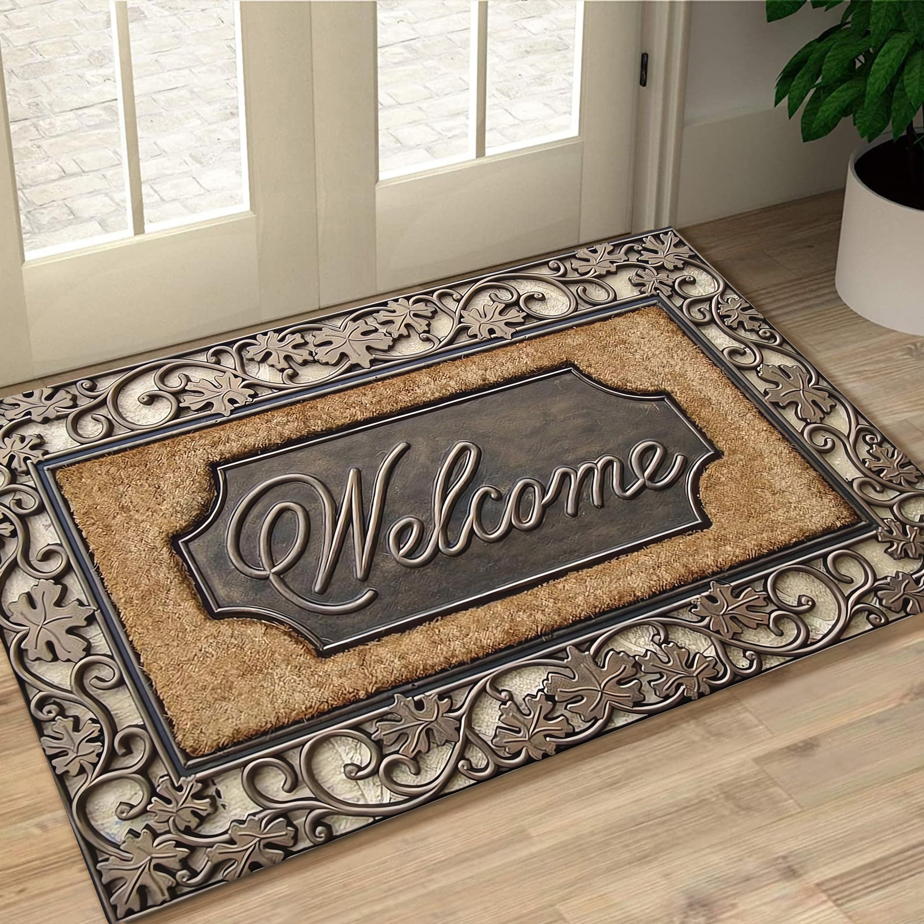 

Welcome Home Anti-slip Floor Mat - Durable, Absorbent Polyester With Fine Lock Edge & Non-slip Rubber Backing For Doors, Bathrooms & Entryways - Easy To Clean, Machine Washable