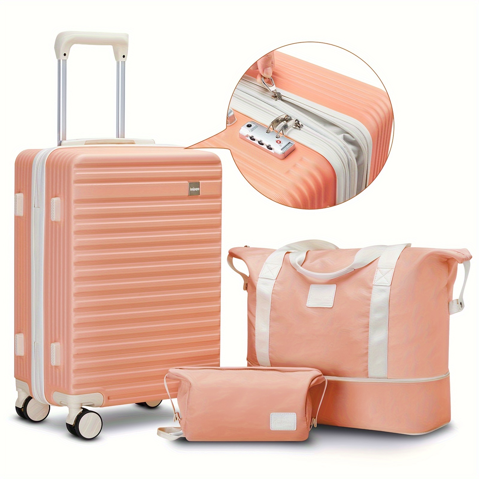 Image of Imiomo A Portable Luggage Set, Lightweight Carry-on Suitcase, Expandable Pp Hard Shell Suitcase With Spinner Wheels, 20-inch Travel Luggage With (3pcs Set)