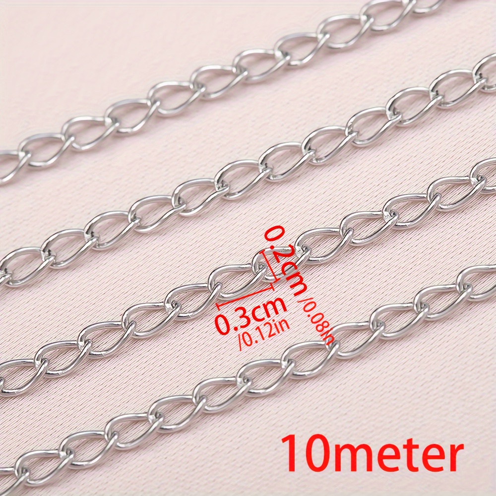 TEMU Mingxuan 10m Stainless Steel Jewelry Chain - & Color-preserving For Diy Necklaces, Bracelets & Accessories