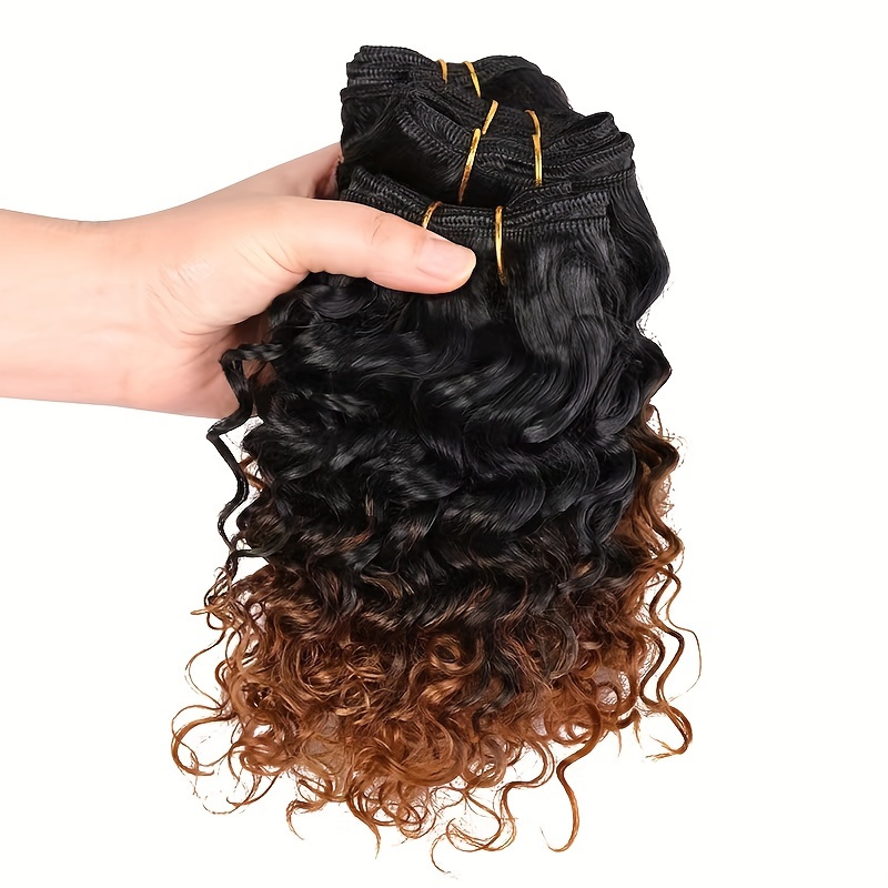 deep wave synthetic hair extension curly 4pcs ombre Temu United
