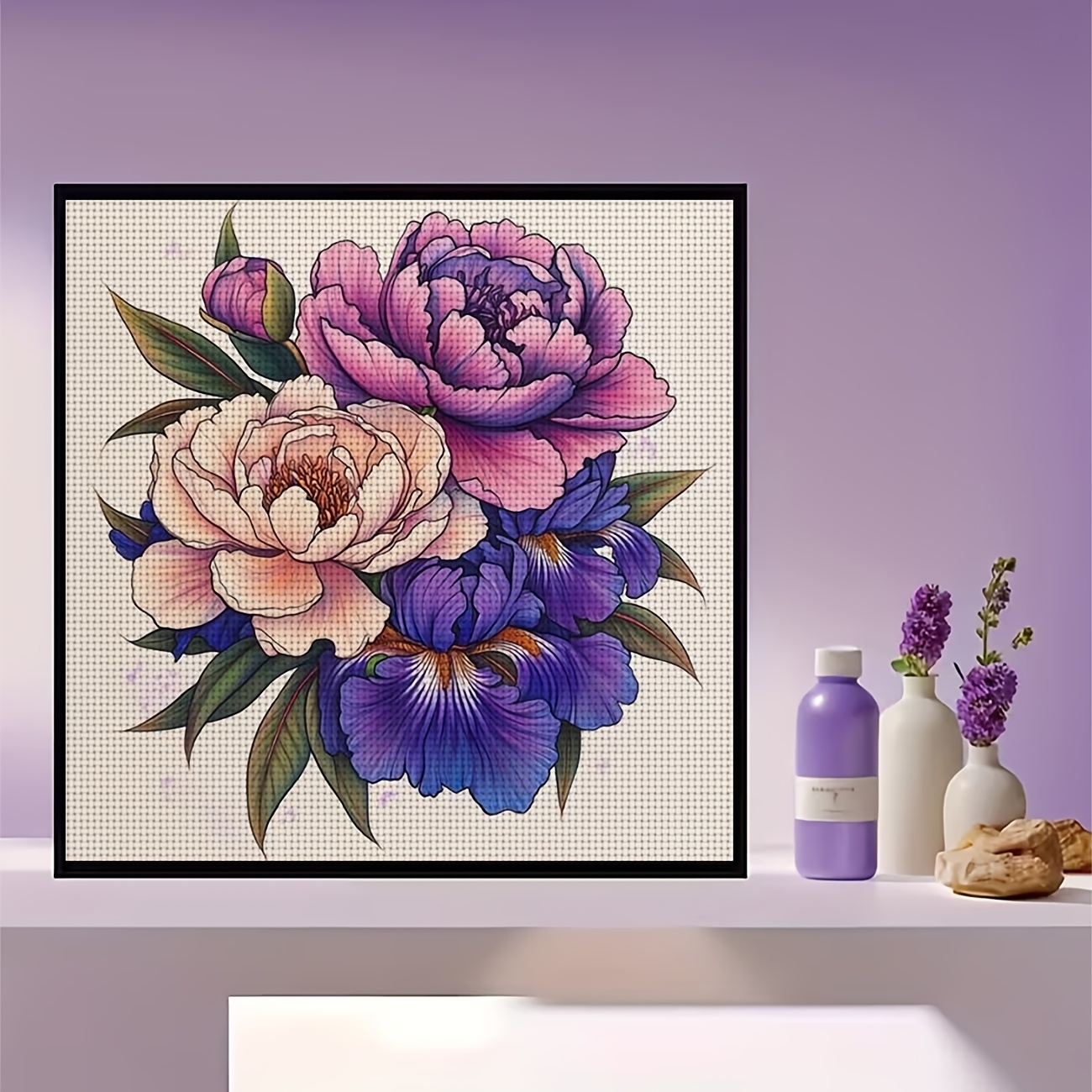 Complete DIY Cross-Stitch Kit for Beginners with Pre-Printed Canvas