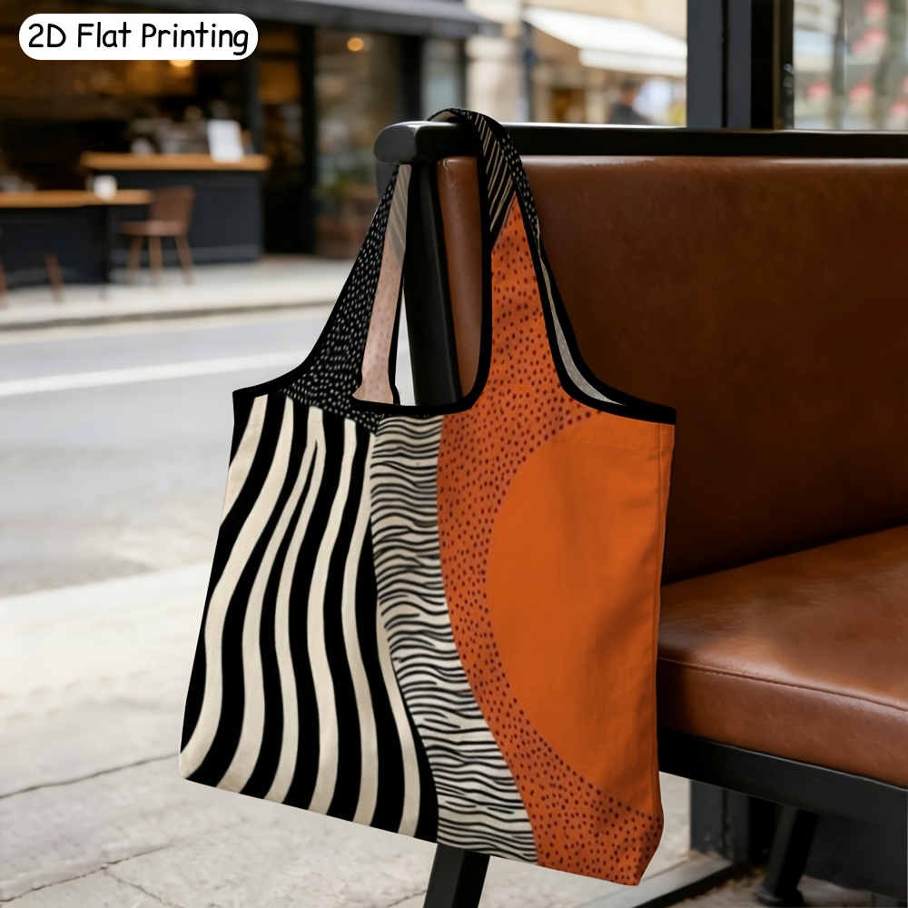 TEMU Impresión 2D, 1 ud. Bolsa de Compras Portátil, Bolso de con Estampado de , Bolso de de Capacidad, Paquete Multiusos, Abstracto, Superficies