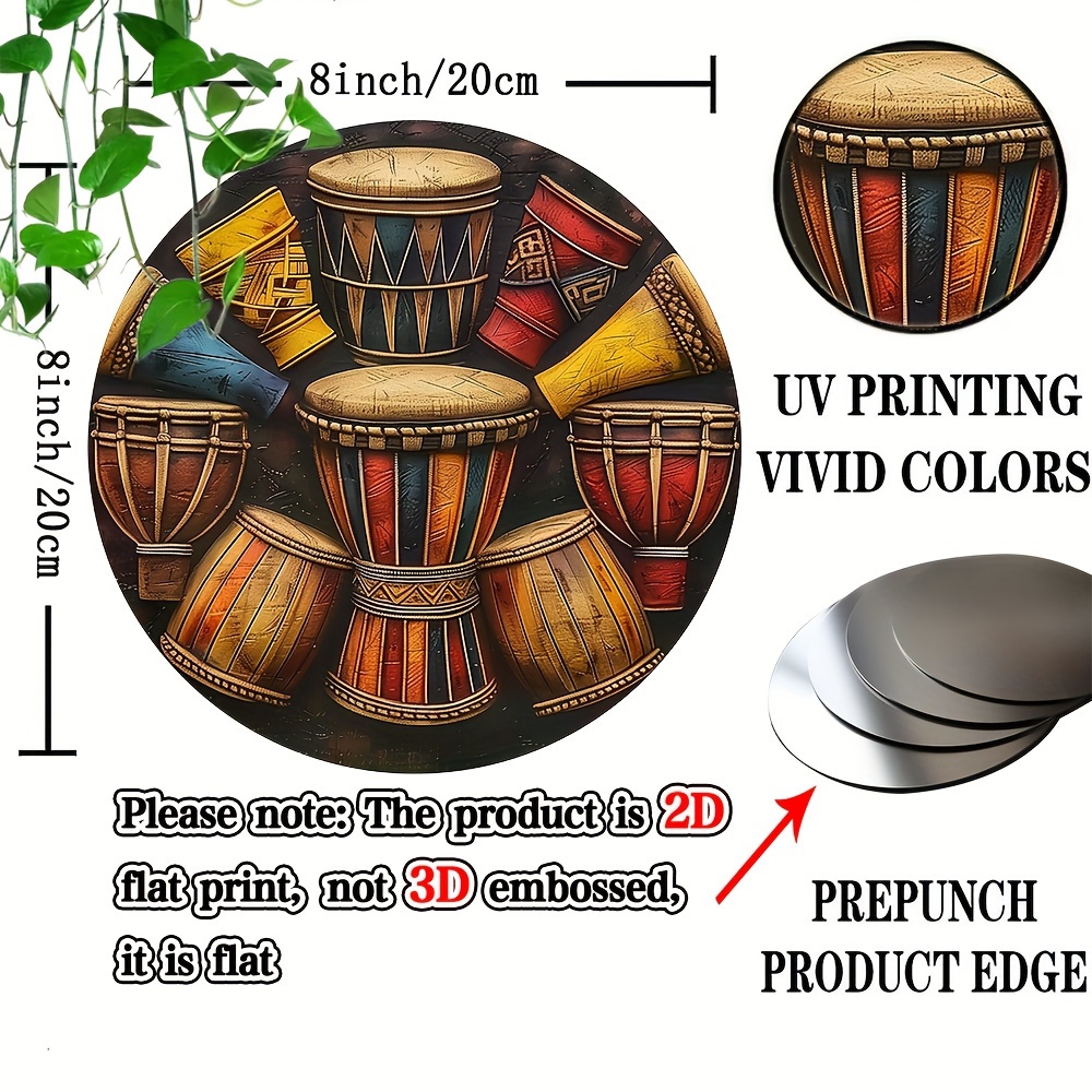 african tabla instrument aluminum sign round uv scratch Temu