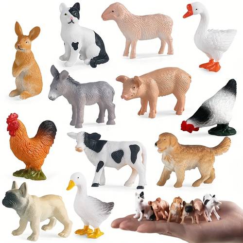 12pcs farm figurines suitable for kids educational multicolor farm model cow sheep hen action figures for role play gift