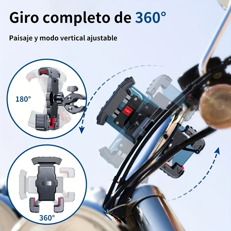 Motorcycle Phone Holder - Durable ABS Handlebar Attachment with Red Grips And Adjustable Clamp Securely Holds Smartphones on Motorcycles Motorcycle Additions | Sturdy Phone Grip | Adjustable Clip Design Bicycle Phone Holder Stainless Steel Motorcycl
