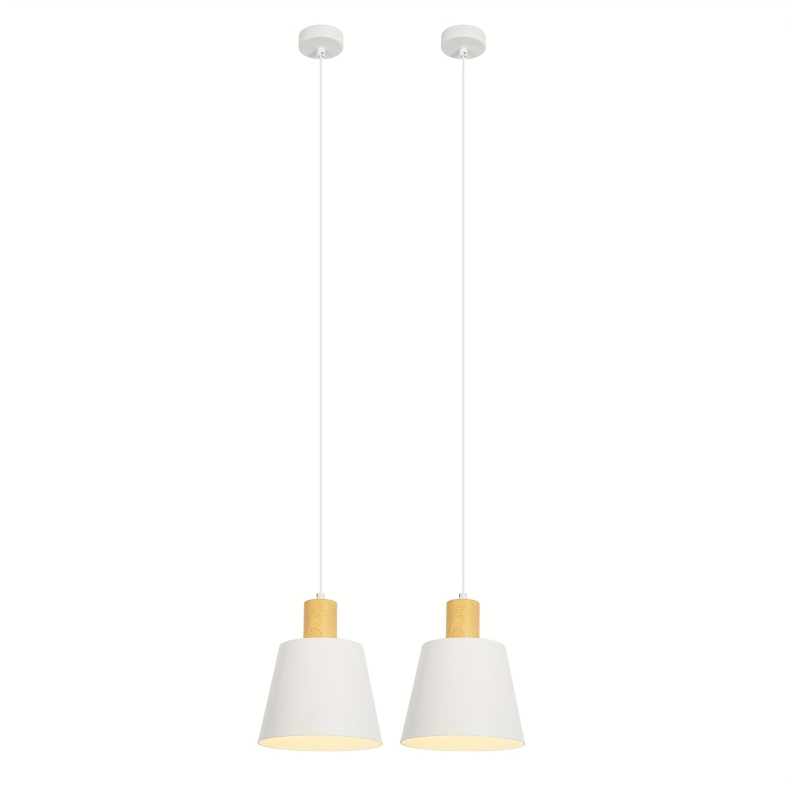 Image of Pendant Light Modern Dining Room Pendant Lamp: 2 Pendant Lights Diameter 20 Cm White E27 Dining Table Lamps Retro Hanging Dining Room Lamps Indoor Bedroom Pendant Lights For Room - Bulb Not Included