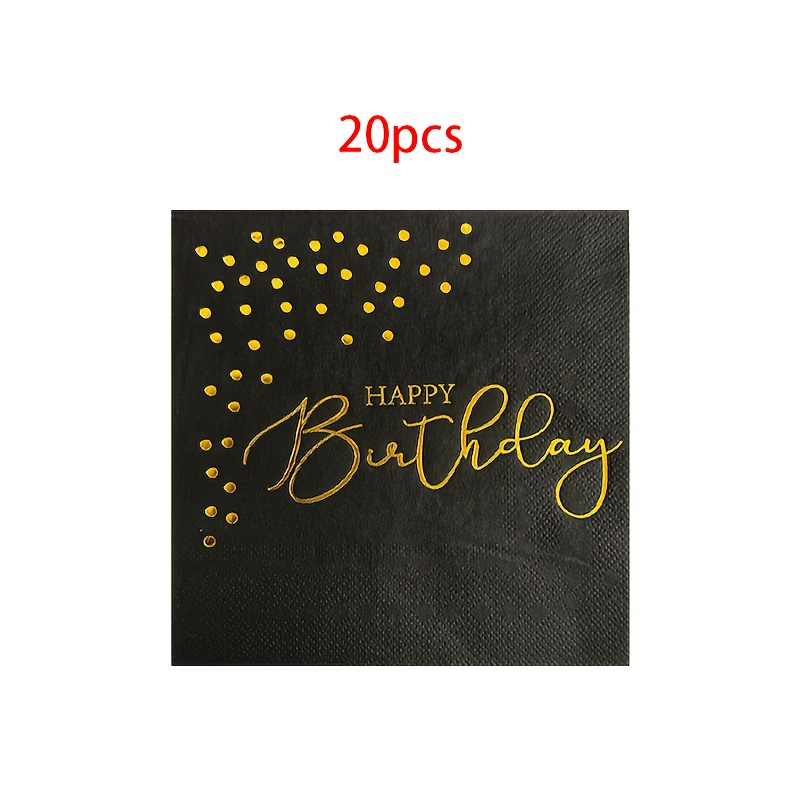 TEMU 20pcs/40pcs/100pcs Elegant Black And Dot Birthday Napkins - High-quality Paper Guest Napkins For Dinner, Picnic, , Anniversaries, And - 18th To