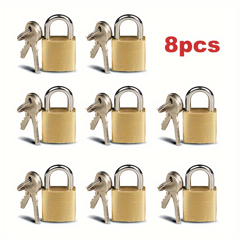 

8 Pc Small Padlock Solid Brass Luggage Locks, Small Lock With Key, Backpack Lock, Travel Locks 0.75in