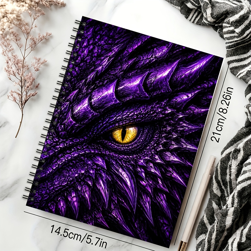 TEMU A5 Spiral Notebook 25 Sheets 50 Pages 1 Pack, Dragon Print Journal, Style Notebook For Boys Doodling, Creation, Office Records, Portable Gift