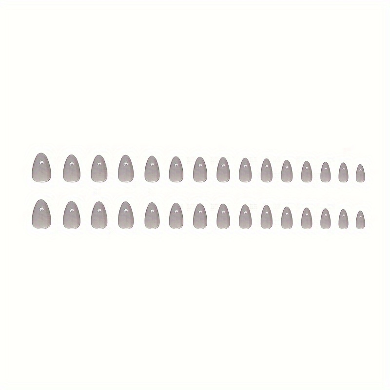 30pcs gray cat eye press on nails glossy short almond fake nails temperament sparkling false nails for women girls party nail deco details 3