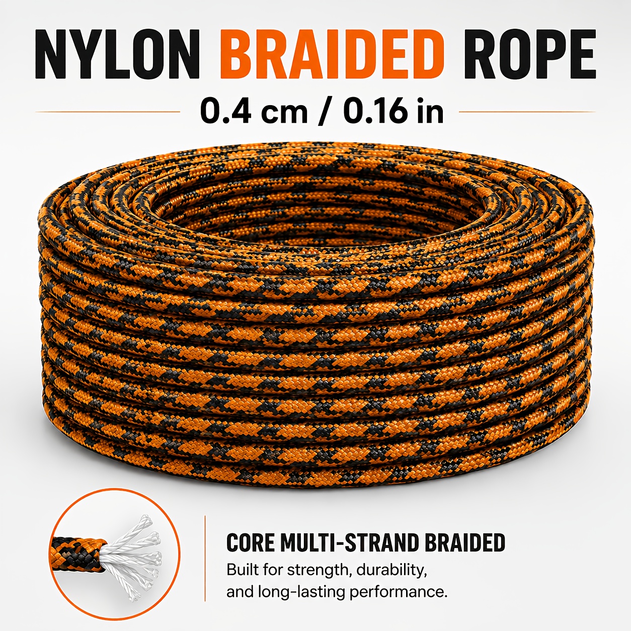 Black and Orange Alternating Paracord for Outdoor Use