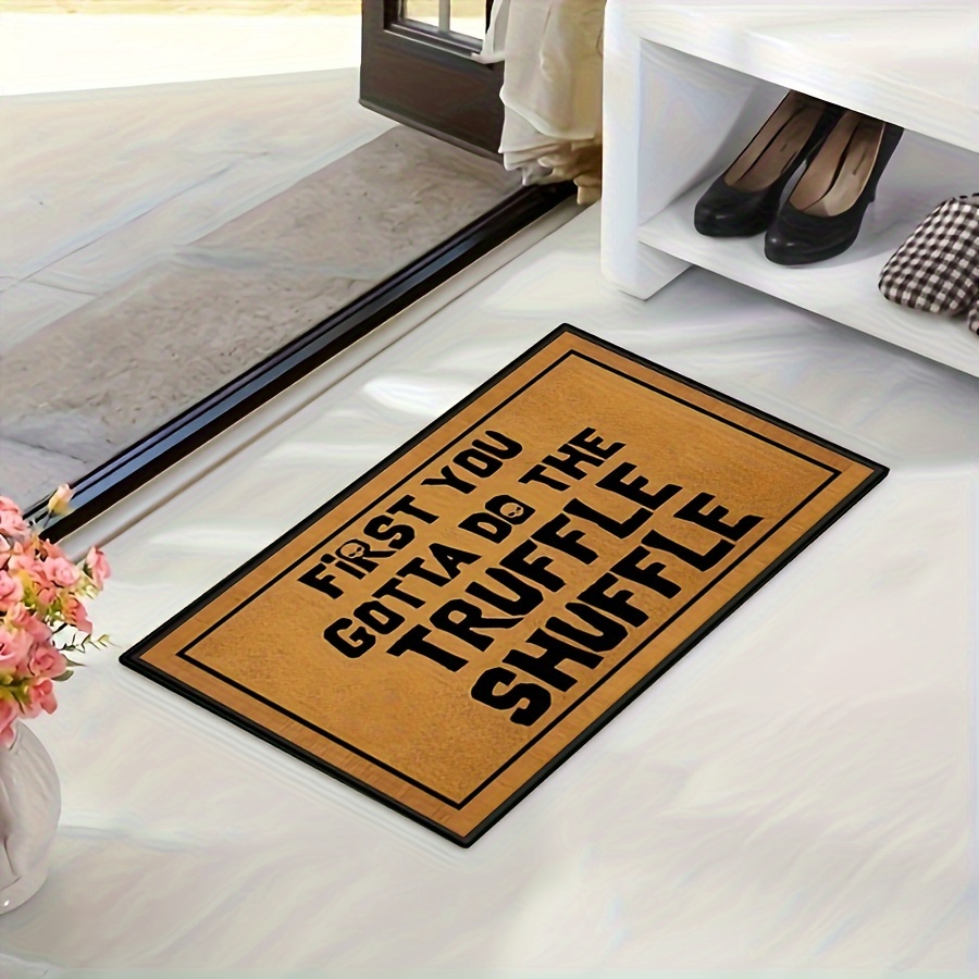

First You Gotta Do The " - Durable Brown Kitchen Mat, Non-slip Polyester Rug For Hallway, Laundry Room & Entryway, Machine Washable, Decorative Home Carpet