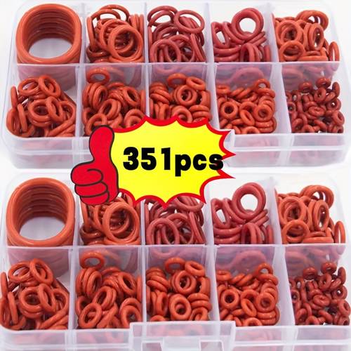 351pcs ring seals oil resistant and heat resistant round rubber assortment kit for automotive water pipes and faucets 10 different sizes of gasket rings