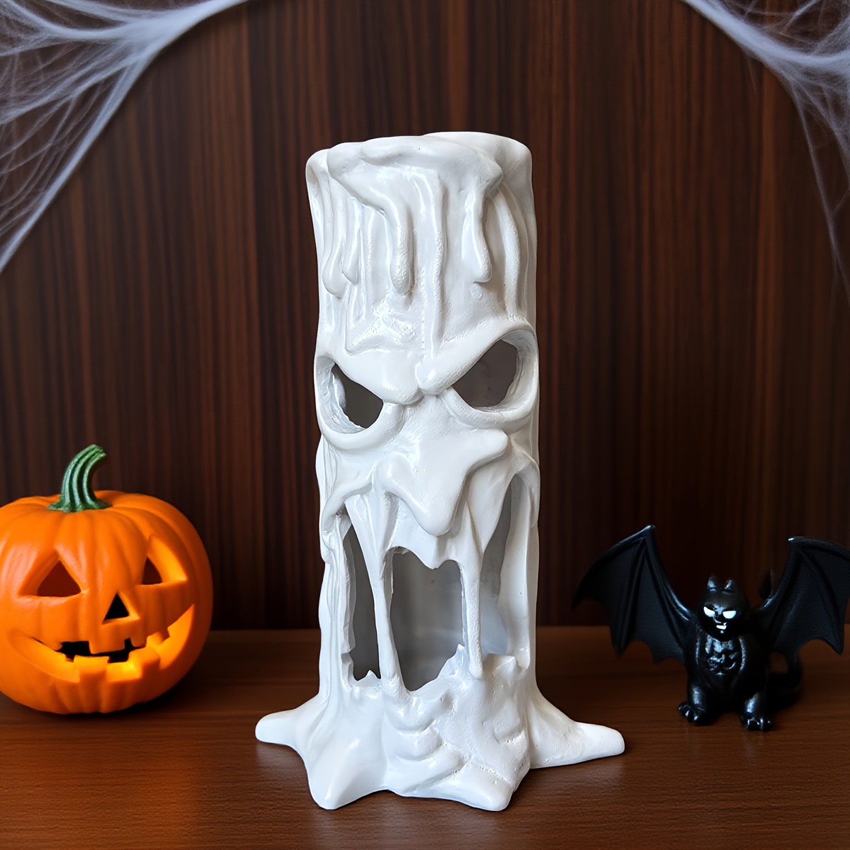 1pc [halloween Horror Decor] Gothic Resin Sculpture Ornament | Home Desktop Eerie Prop | Ideal For Halloween Theme, Halloween Decoration, Seasonal Display, Multi-functional Sculpture (white Decor
