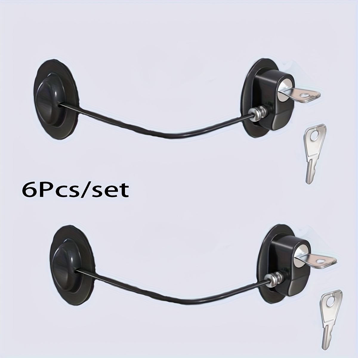 Image of 6pcs Set (2pcs Locks And 4pcs Keys) Refrigerator And Cabinet Locks - Adjustable Straps, Suitable For Kitchen Appliances, Sliding Wardrobes, Drawers And Toilet Seats