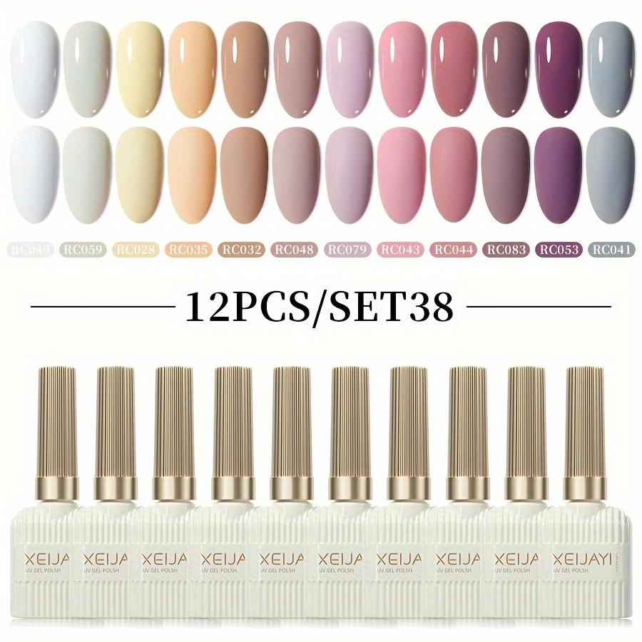 Image of Xeijayi 12pcs 15ml Gel Nail Polish Set, Popular Color Gel Varnish Kit, Soak Off /led Gel Polish, For Nail Art Christmas