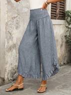womens elegant solid color casual wide leg pants with ruffle hem