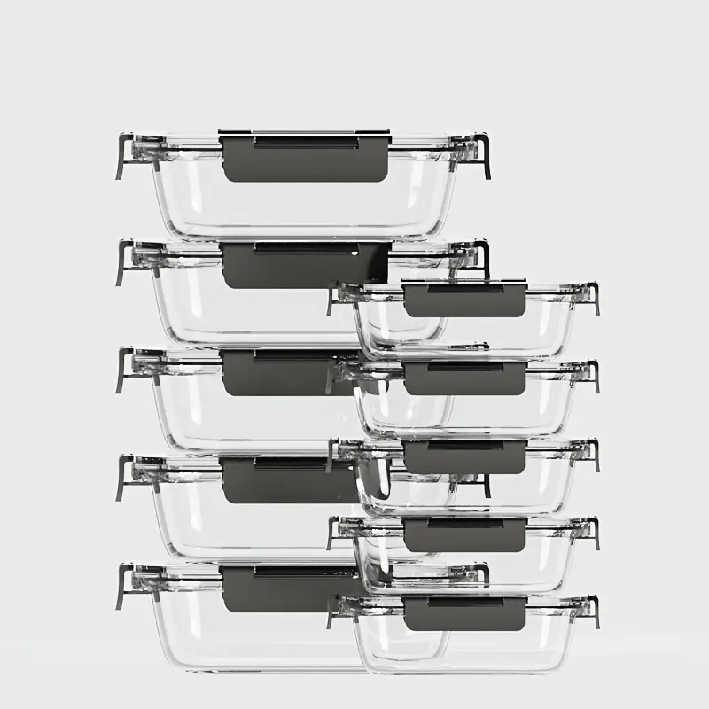 21pcs 10 lids 10 glass bowls 1 dishcloth glass food storage containers with sealed lids kitchen lunch storage leak proof suitable for microwave ovens ovens refrigerators and dishwashers for kitchen gifts Product details 1