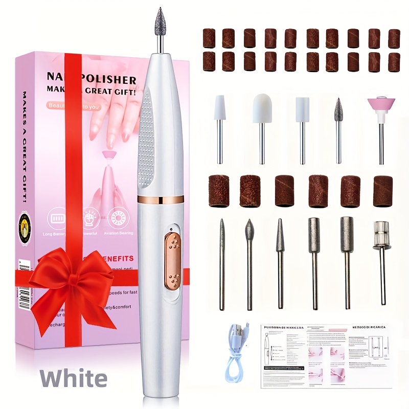 Image of Portable Electric Nail Drill, Professional Nail File Kit, Nail Trimming And Polishing Shaping Tool Design, Women's Nail Set, Nail File Suitable For Use, For
