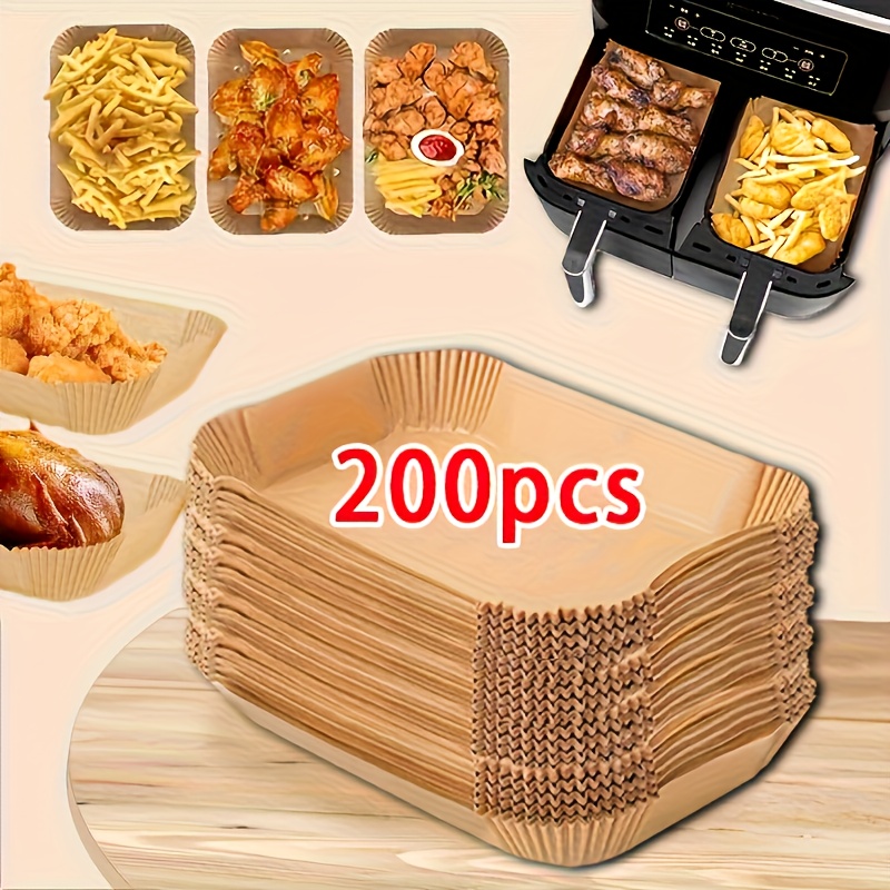 Image of 500/100/200pcs Air Fryer Disposable Paper Liners, Parchment Baking Paper, Oil-proof Waterproof Kitchen Accessory, Suitable For Dz201/dz401/dz550 Double-layer Air Fryer, Baking Supplies, For Christmas