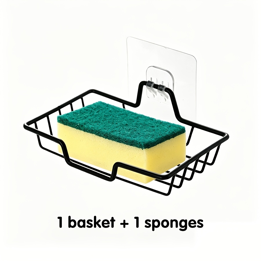 TEMU 2pcs, Punch-free Stainless Steel Triangular Bathroom Corner Shelf With 1 Cleaning Sponge Included, No Drilling Wall Mount Storage Holder,