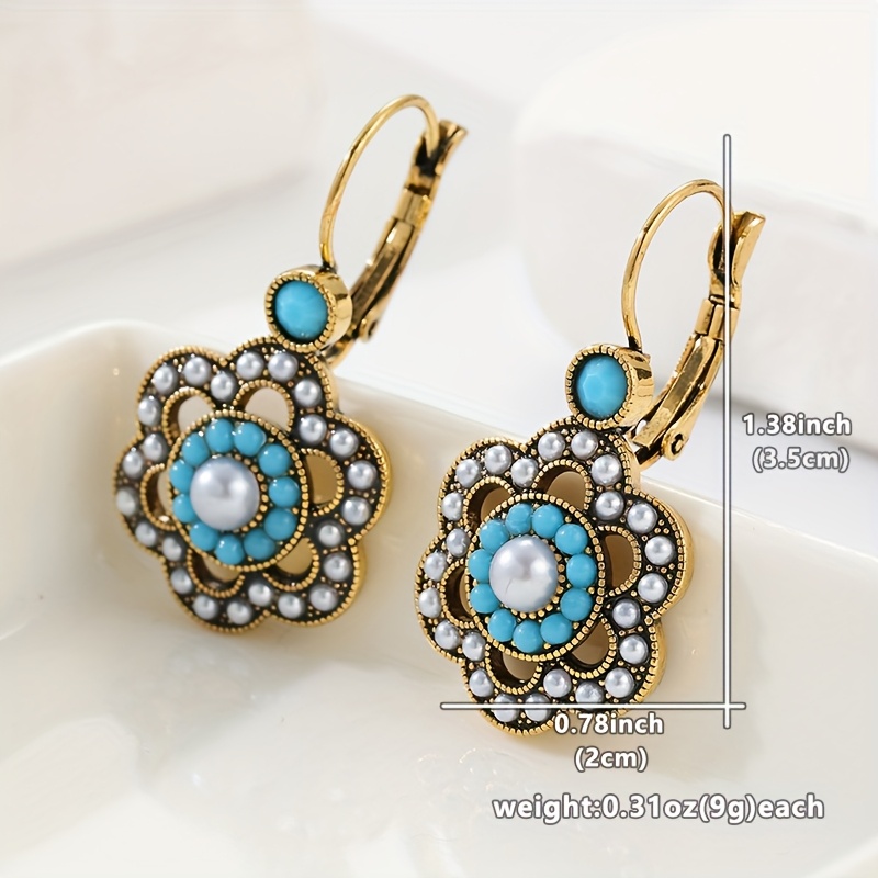 Vintage Southwestern Turquoise Bead Drop Earrings, Bohemian
