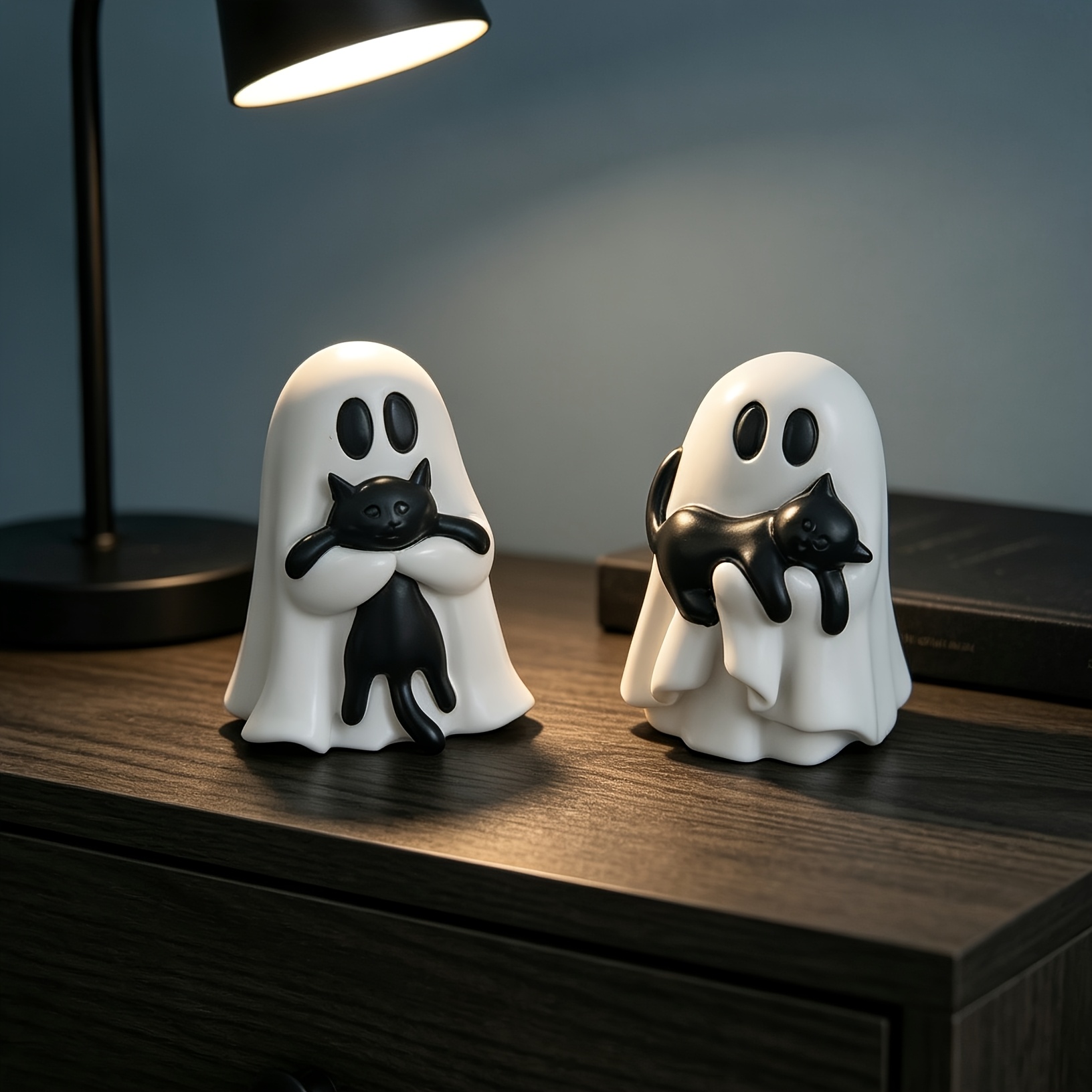 TEMU 2 pezzi Simpatici Fantasmi di Halloween in Resina, Spirito che Abbraccia un , Statuette Decorative Atmosferiche e Divertenti, Adatte per