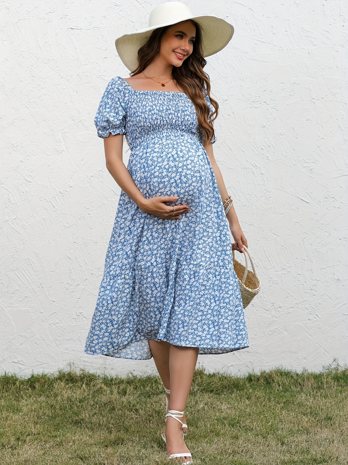 Women Fashion Cute Baby Printed Pregnant Summer Sleeveless Party Maternity  Dress