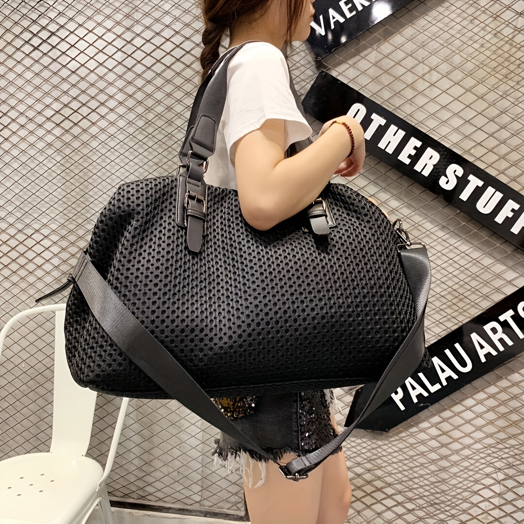 

Women's Lightweight Storage Travel Bag, Korean Short-distance Large-capacity Handbag, Casual Mesh Shoulder Bag For Business Trips